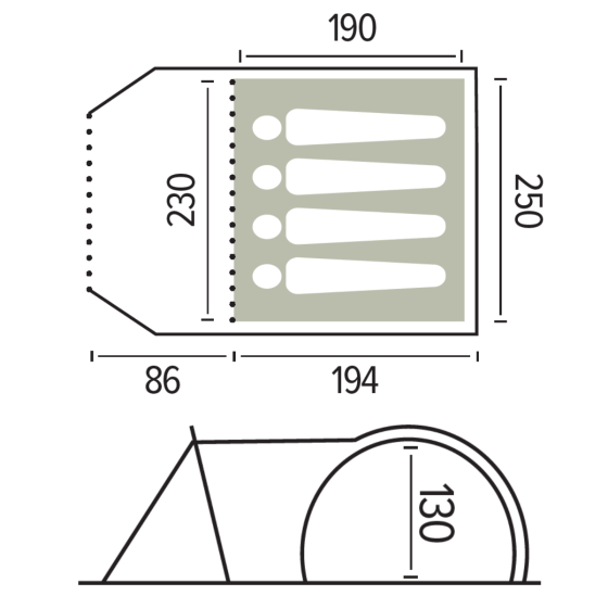 Tente randonnée 4 places Trigano CEYLAN 4XL