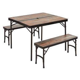 table bois flotte + 2 bancs