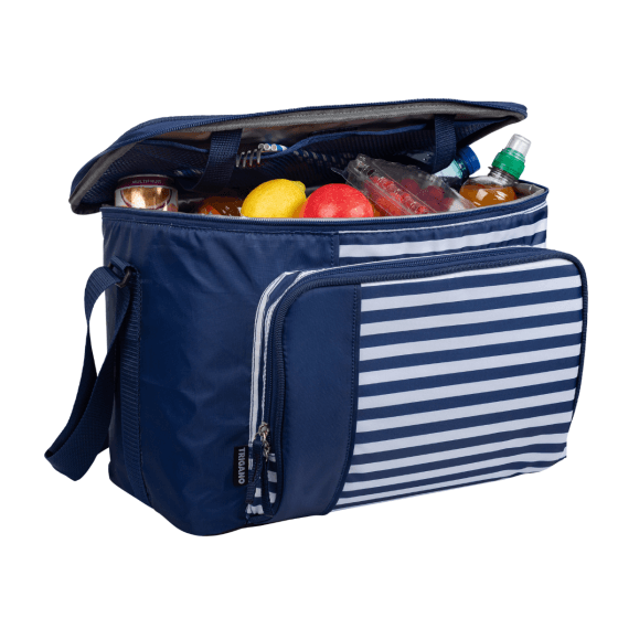 Sac glacière 22L marinière - TRIGANO à moitié ouverte