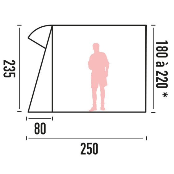 Auvent de caravane surbaissée gonflable INDIANA dimensions