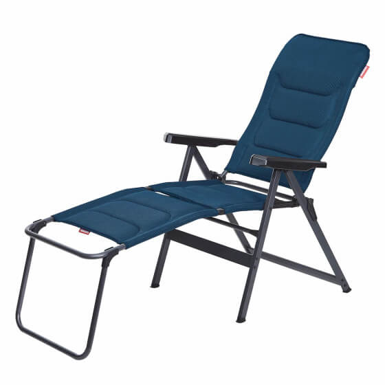 Fauteuil camping premium dark blue + repose pied
