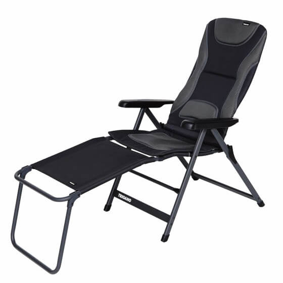 Fauteuil camping GRAPHITE matelassé  + repose-pied