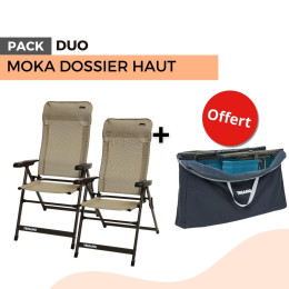Pack 2 Fauteuils camping MOKA dossier haut + housse