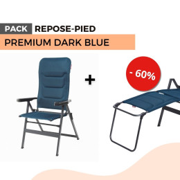 PACK Fauteuil camping premium dark blue + repose pied
