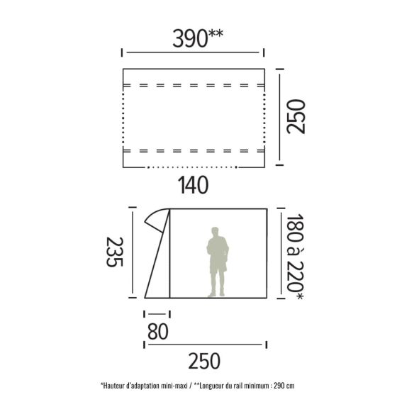 Auvent de caravane surbaissée gonflable INDIANA schema FR