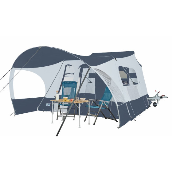 Caravane pliante JAMET Compact avec pare soleil  - porte ouverte