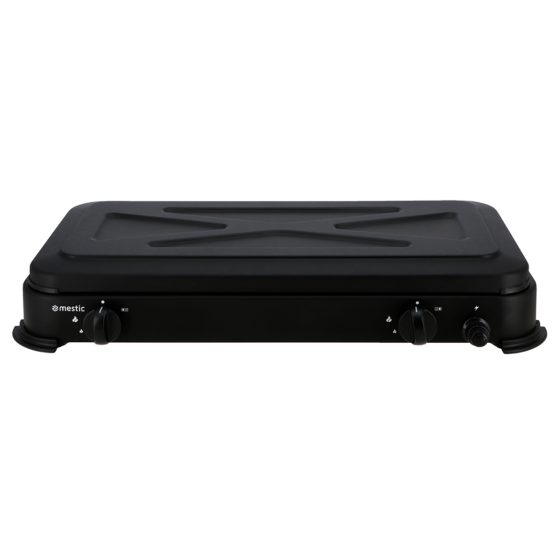 RECHAUD GAZ - 2 FEUX NOIR FERMÉ